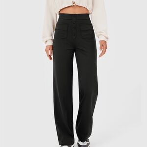 HALARA High Waisted Button Multiple Pockets Straight Leg Casual Pants